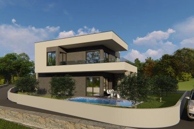 Villa with pool and panoramic view of the sea and islands, 3 km from the beach and the sea - under construction 3