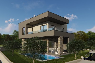 Villa with pool and panoramic view of the sea and islands, 3 km from the beach and the sea - under construction 13