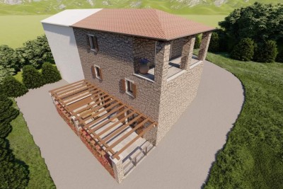 Una bella casa istriana con una bellissima vista, completamente rinnovata - nella fase di costruzione