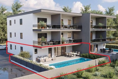 Luxurious apartment on the ground floor with a swimming pool, 700m from the sea and the marina - under construction 1