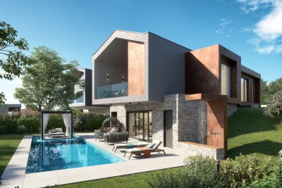 A new designer villa with a swimming pool in the heart of the Istrian town - under construction