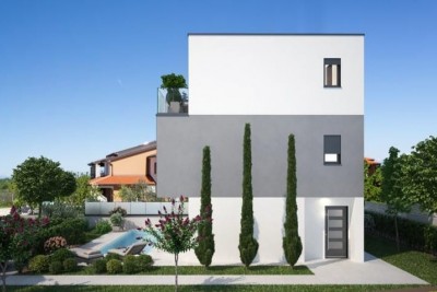 Modern house with a pool and a panoramic view of the sea - under construction 3