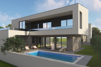 Una villa con piscina e una bellissima vista panoramica sul mare - nella fase di costruzione 1