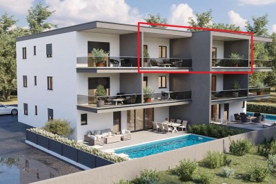 Moderne Wohnung im 2. Stock mit 2 Terrassen, nah vom Zentrum, 700 m vom Meer und dem Yachthafen entfernt - in Gebäude