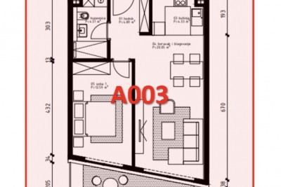 Apartment A003 in einem neuen Wohngebiet, nur 800 m vom Meer entfernt - in Gebäude 3