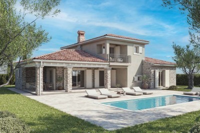 An impressive new quality villa with a swimming pool not far from Poreč - under construction