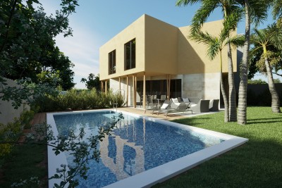 An unusual designer house with a swimming pool in an idyllic location - under construction