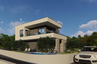 Villa with pool and panoramic view of the sea and islands, 3 km from the beach and the sea - under construction 11