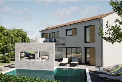 Nuova villa moderna con piscina in una posizione tranquilla - nella fase di costruzione