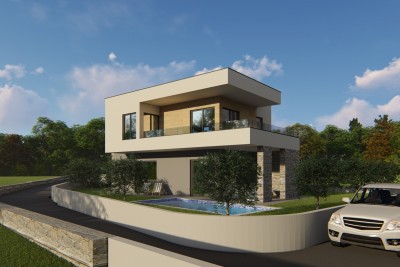 Villa con piscina e vista panoramica sul mare e sulle isole, a 3 km dalla spiaggia e dal mare - nella fase di costruzione