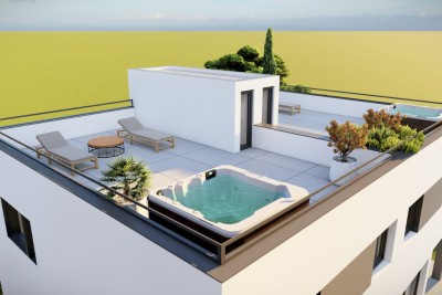 A new semi-detached house with a roof terrace and an enchanting view of the sea - under construction