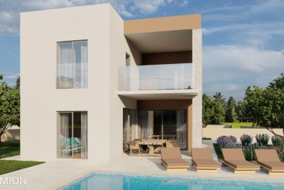 Moderna hiša z bazenom in pogledom na morje - v fazi gradnje