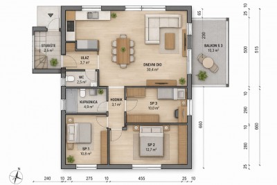Four-room apartment on the first floor with its own terrace 14