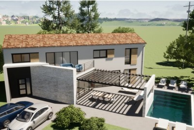 Nuova villa moderna con piscina in una posizione tranquilla - nella fase di costruzione