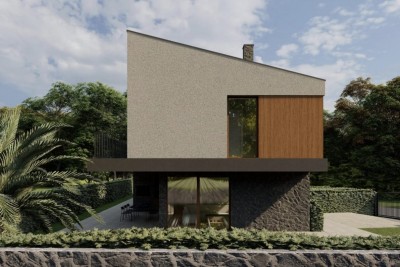 A semi-detached house with a pool of unique design in a quiet location - under construction 1