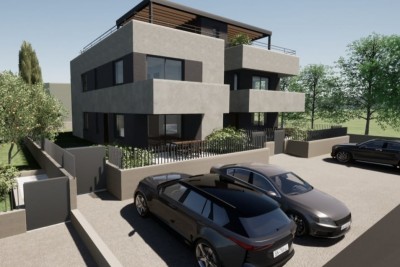 Un nuovo appartamento moderno in una posizione ambita con una terrazza sul tetto e una splendida vista - nella fase di costruzione