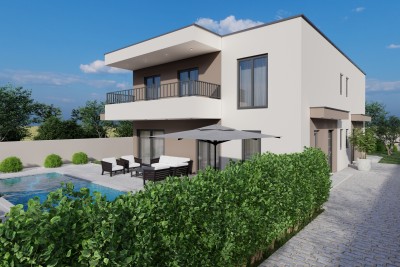 A new modern semi-detached house with a pool near the city and the beach - under construction