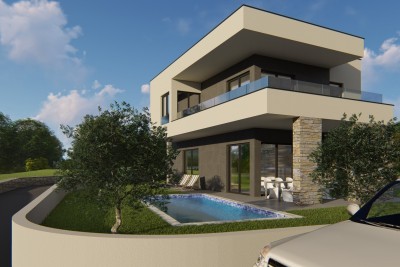 Villa with pool and panoramic view of the sea and islands, 3 km from the beach and the sea - under construction 10