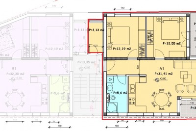 Exklusive Wohnung im ersten Stock, 1500 m vom Meer entfernt - in Gebäude 7