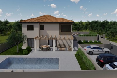 Moderna casa bifamiliare con piscina e cortile - nella fase di costruzione