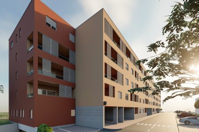 Neue Wohnung mit Balkon und 2 Garagenplätzen nahe dem Zentrum von Umag - in Gebäude