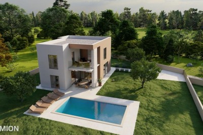 Modernes Haus mit Pool und Meerblick - in Gebäude
