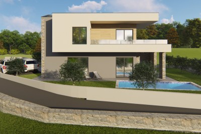 Villa with pool and panoramic view of the sea and islands, 3 km from the beach and the sea - under construction 2